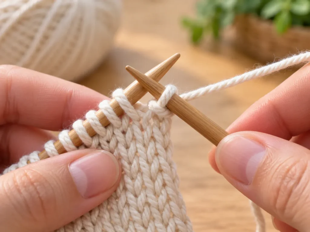 Strickanleitung für Anfänger. Einfaches Spültuch Schritt