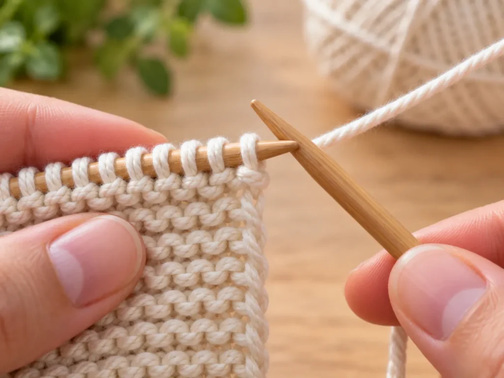 Strickanleitung für Anfänger. Einfaches Spültuch Schritt