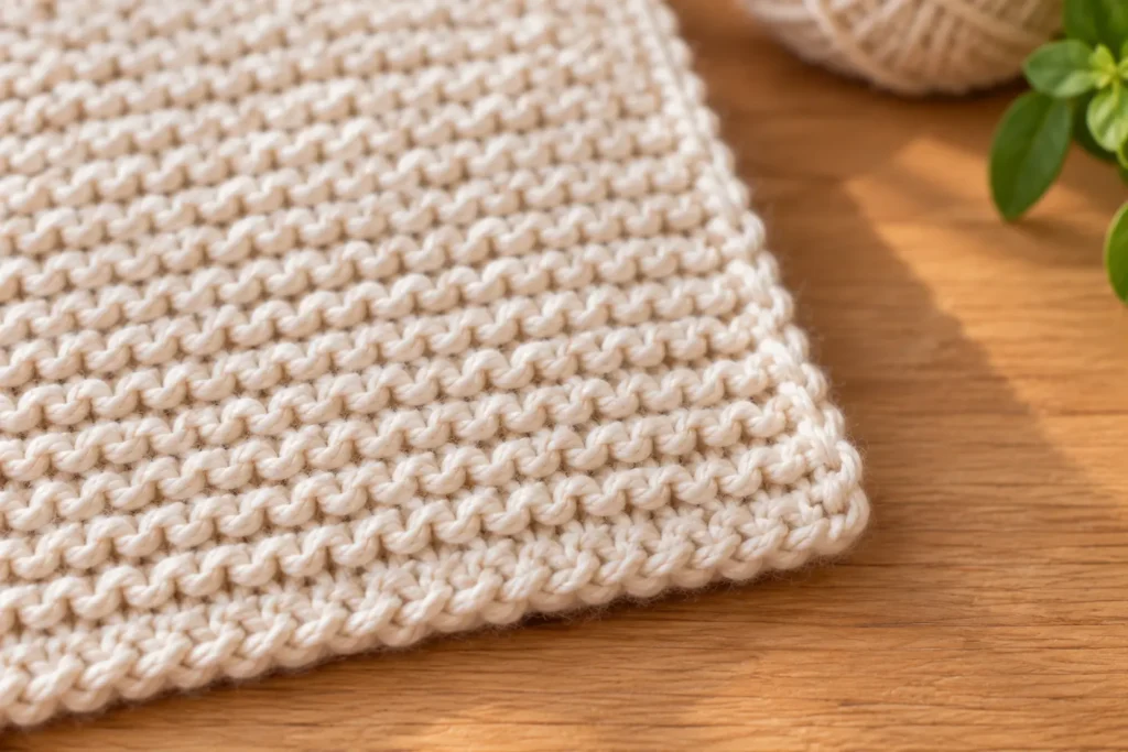 Strickanleitung für Anfänger. Einfaches Spültuch Schritt