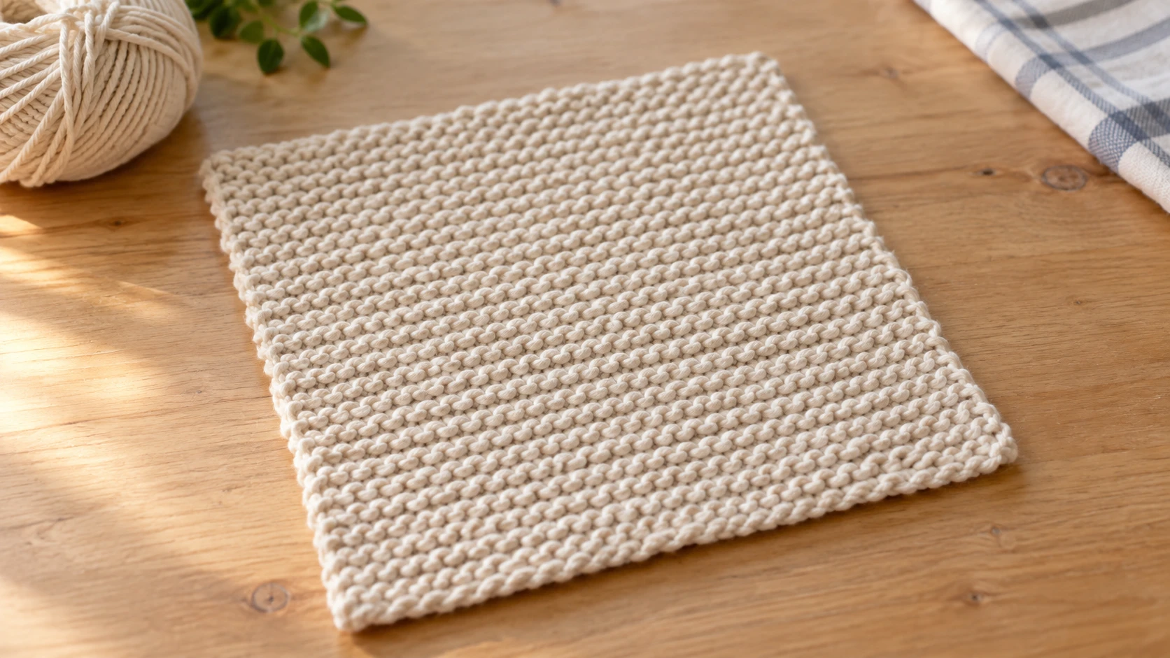 Strickanleitung für Anfänger. Einfaches Spültuch Schritt